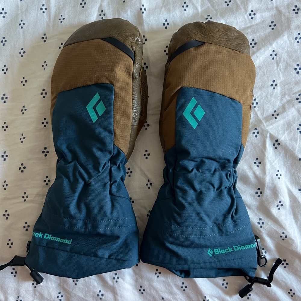 Black Diamond Mercury Mitts Women small blue with brown leather